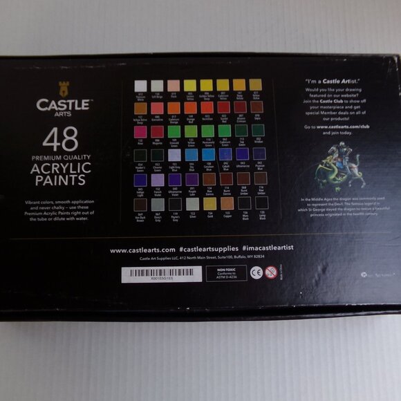 Castle Arts 48 Premium Quality Acrylic Paint And Brushes - Picture 8 of 16